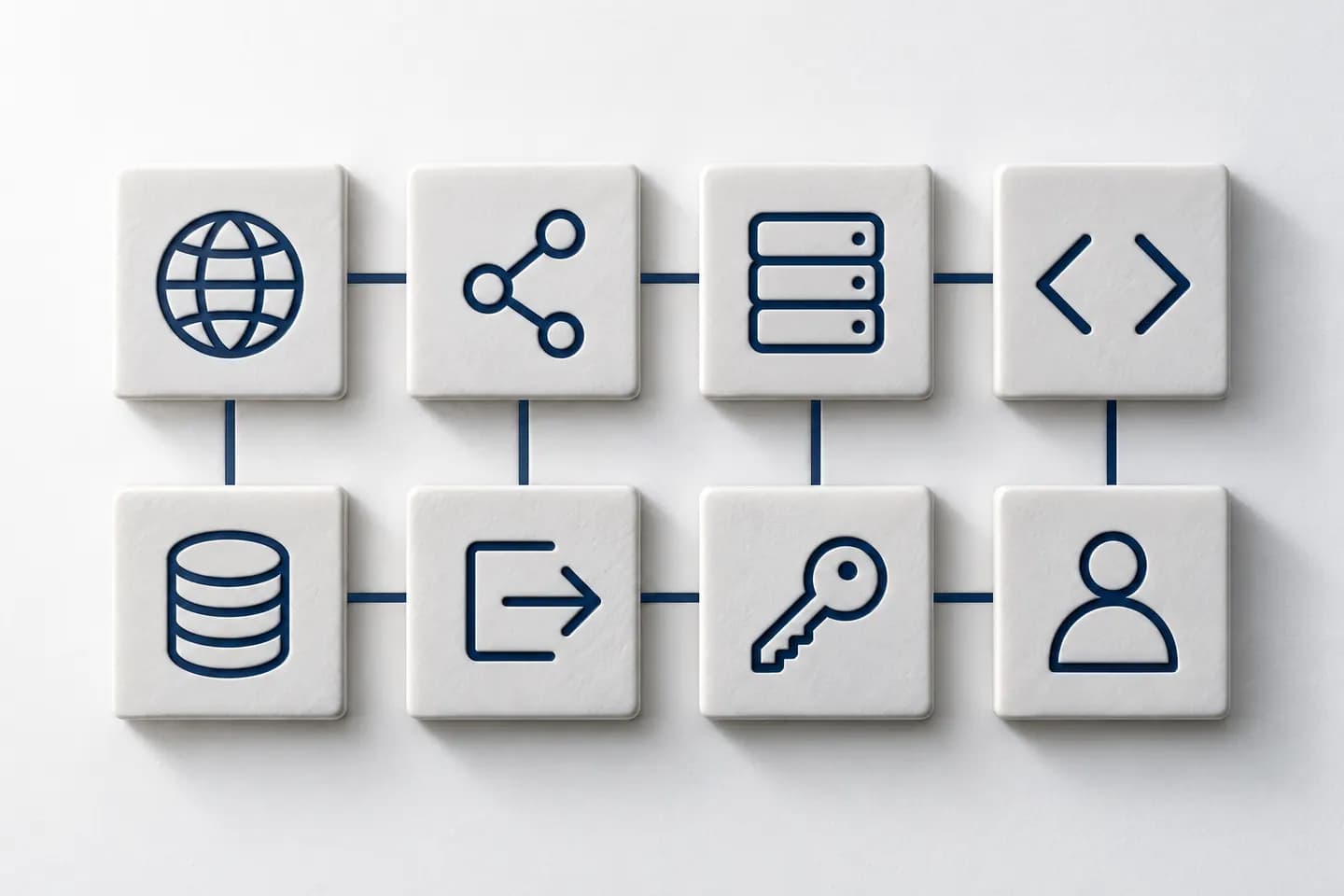 Conceptual connected tiles representing website ownership and access